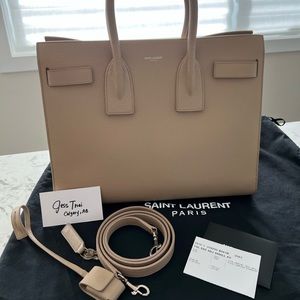 Saint Laurent Sac De Jour in Beige Grained Leather size Small